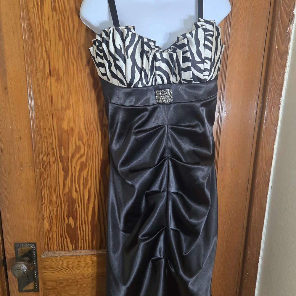 Betsy & Adam Black Satin Dress